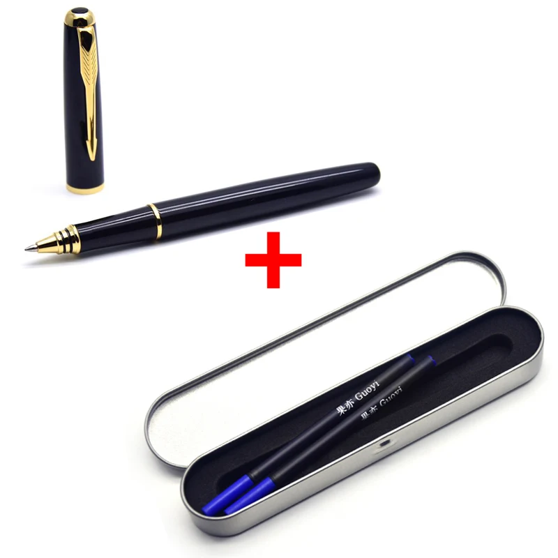 gold gift-blue ink CCCAGYA A110 Классическая Металлическая гелевая ручка для обучения, офиса, школы, канцелярские принадлежности, Подарочная роскошная ручка для отеля, бизнес-письма, шариковая ручка - Цвет: gold gift-blue ink