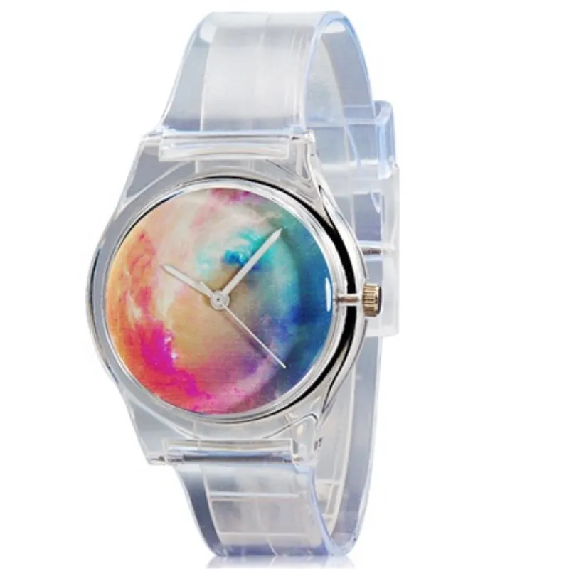 WILLIS Brand Watch For Woman Resin Case Round Dail Transparent Leather Wristwatch Lovely Children Gift Quartz Watches PENGNATATE|wristwatch
