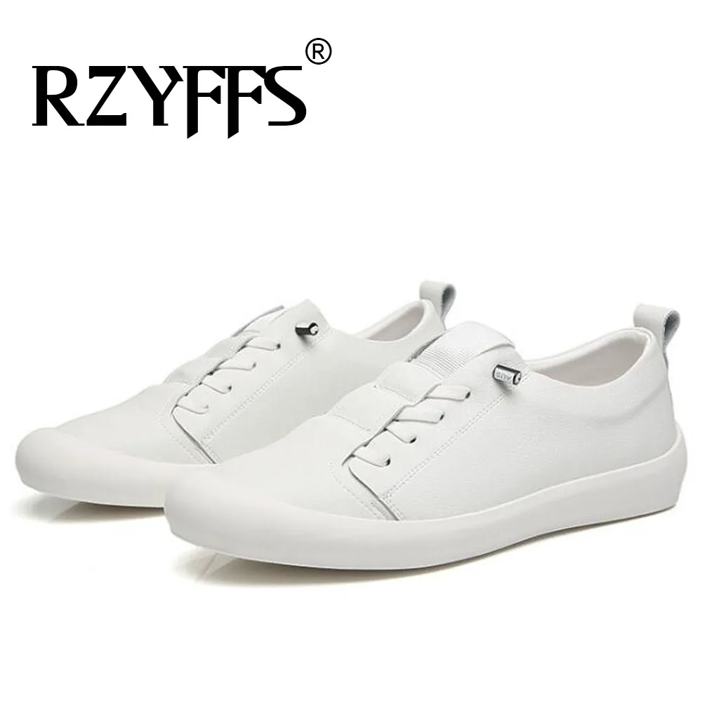 Модные мужские повседневные белые туфли на шнуровке из натуральной кожи