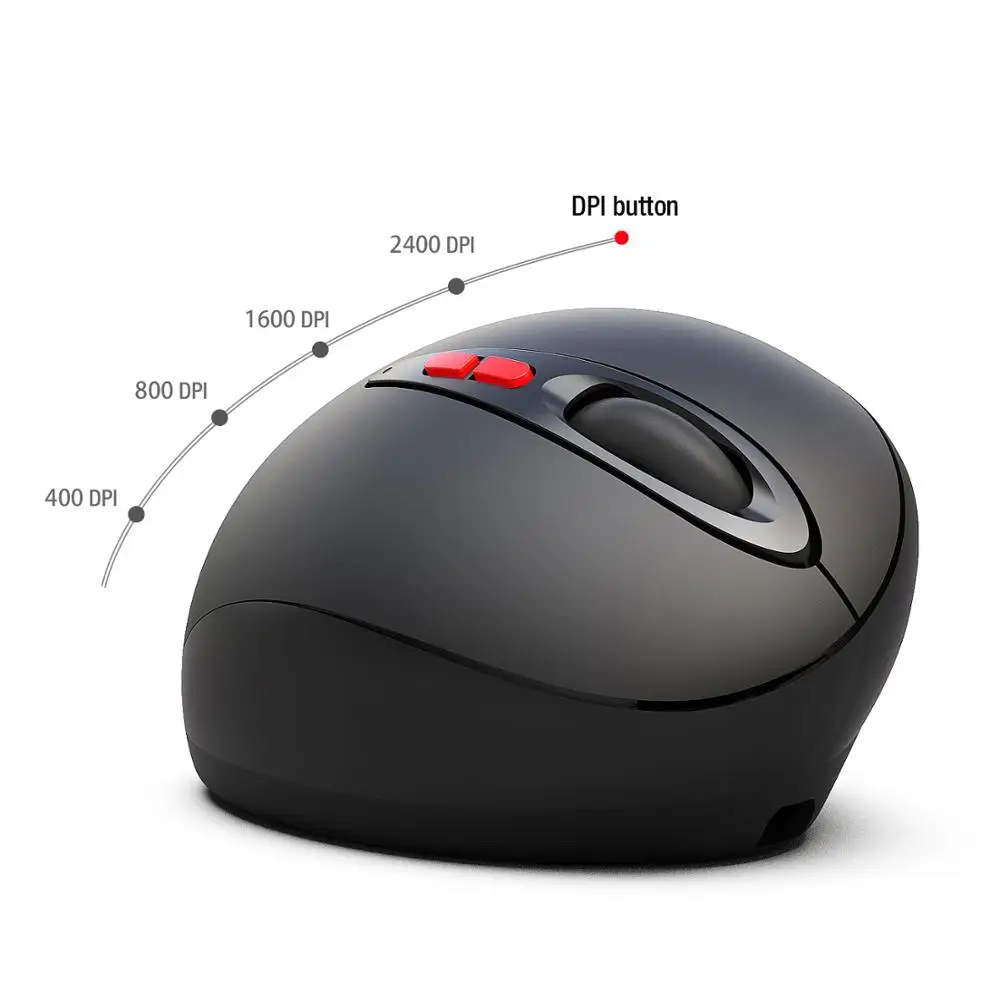 Перезаряжаемая беспроводная мышка эргономичная оптическая 2 4G 1200/1600/2400 dpi свет
