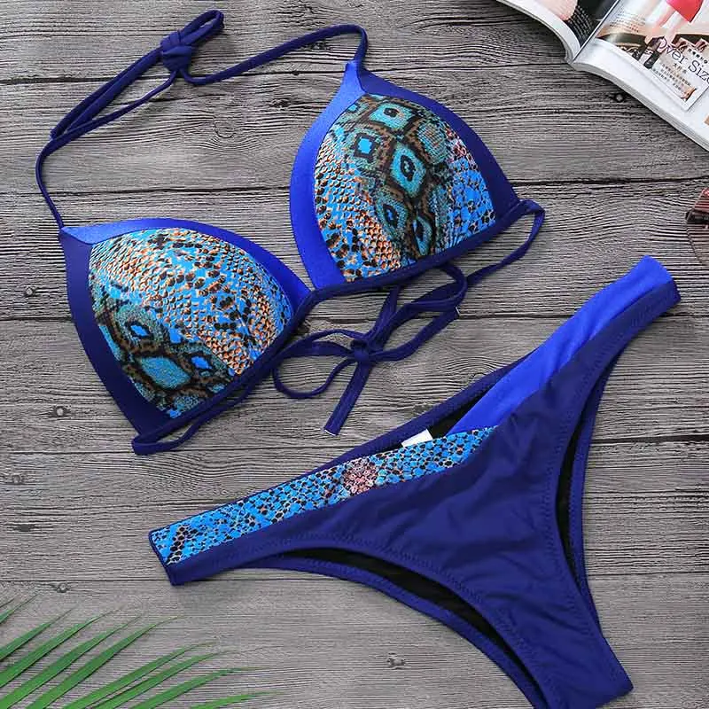 

New Sexy Print Bikini Push Up Bathing Suit Women Sexy Snake Skin Swimsuit Bathers Bandage Swimwear Female Plus Size Biquini 2020