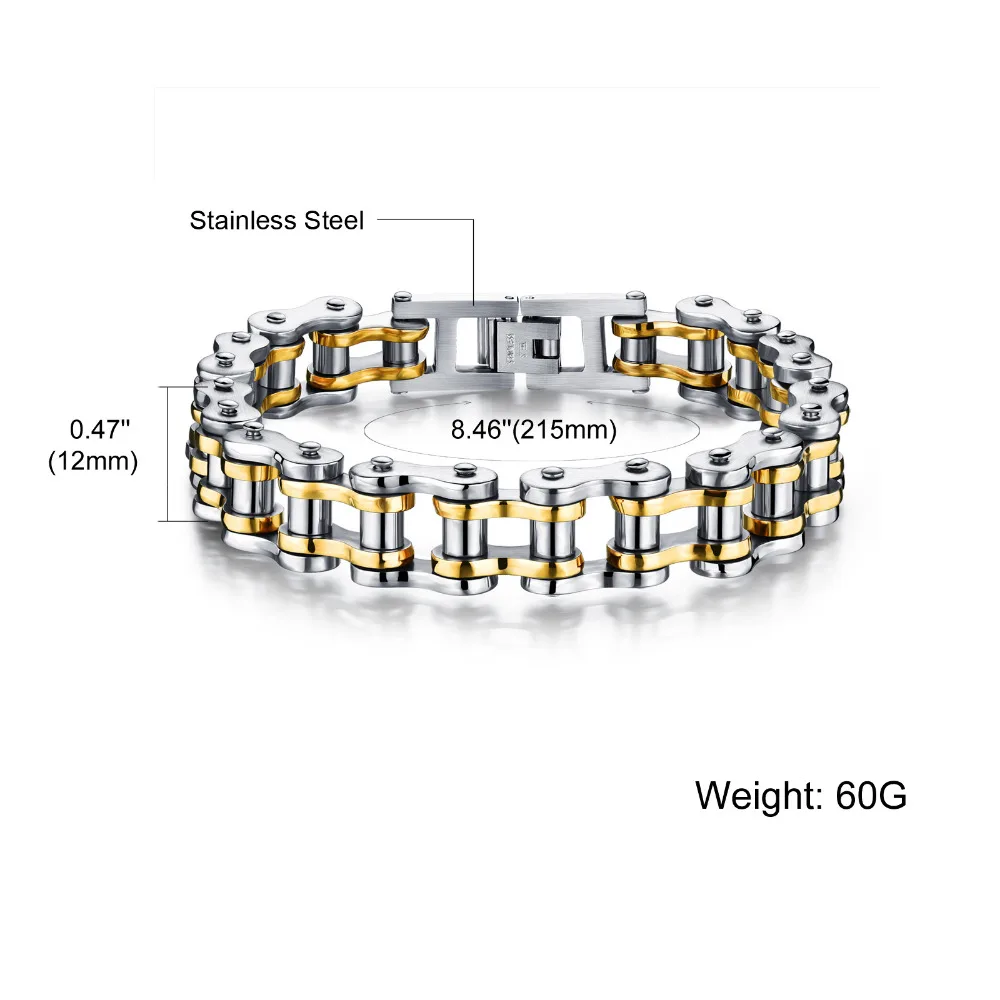 

Punk Rock 316L Stainless Steel Biker Mens Bracelet Link Chain Motorcycle Bike Bicycle Chain Bracelets Bangles Jewelry for Men