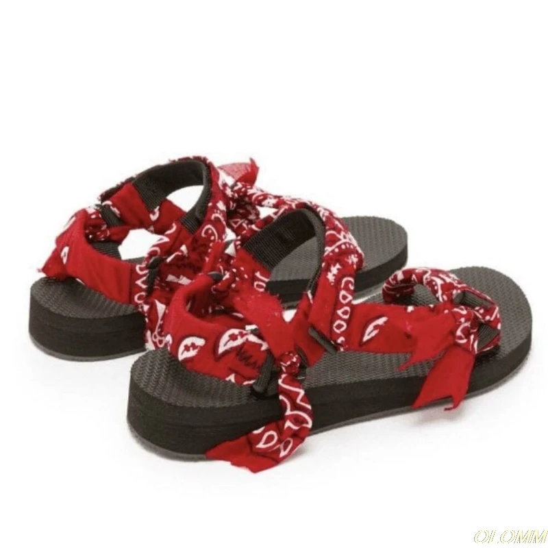 

Women Sandals Graffiti Print Sewing Platform Wedges Low Heels Hook&Loop Casual Fashion NoveIty Ladies Shoes Zapatos De Mujer