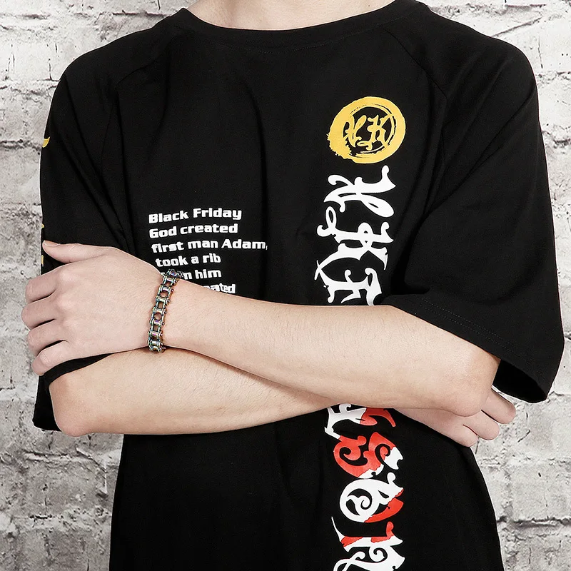 Радужный Байкерский браслет из нержавеющей стали для мужчин и женщин