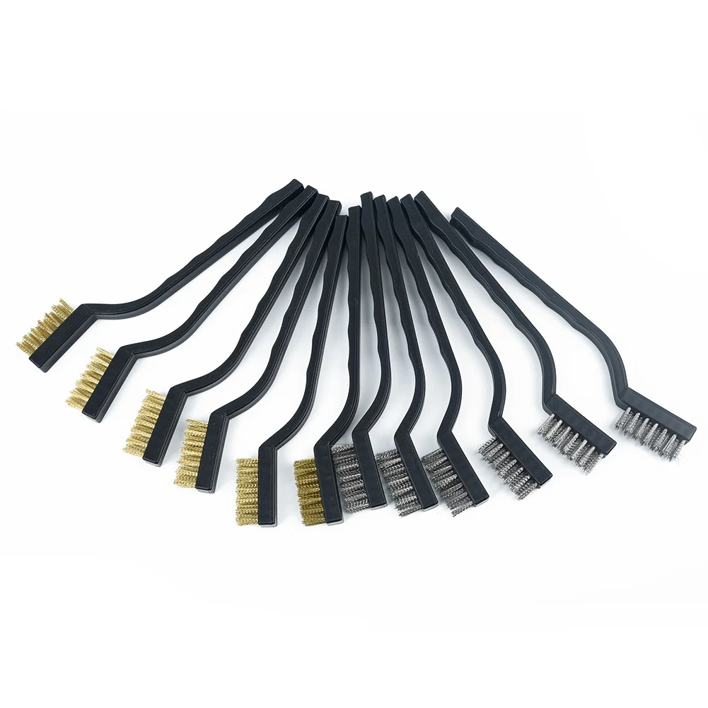 

12x Small Mini Wire Brush Set Steel Copper Nylon Brushes Combo For Rust Removal