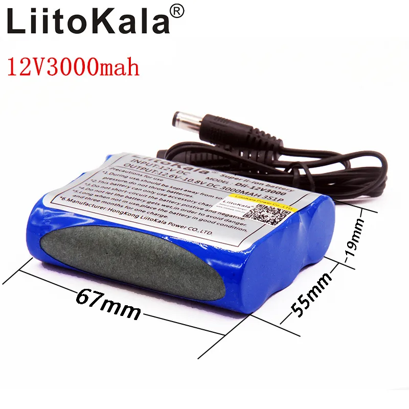 Liitokala 12V 3Ah 12V 3000mh литий-ионный аккумулятор для камеры+ 12,6 V 1A EU/USA зарядное устройство