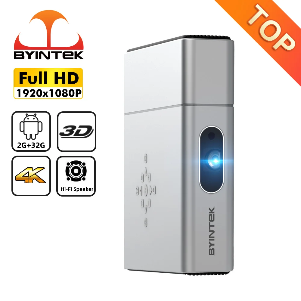 

BYINTEK U50 Pro Digital Full HD 1080P LED DLP Mini 3D 4K Android Smart Portable Projector Proyector for Smartphone Cinema