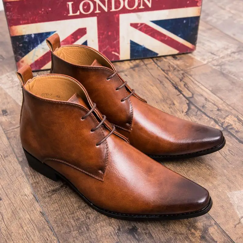 

Men's High Quality Pu Leather Fashion Casual Lace-up Winter Comfortable Short Boots Simple Classic Zapatos De Hombre HC069