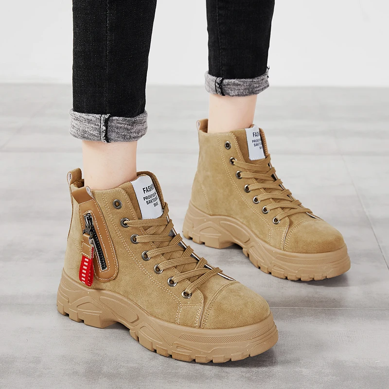 Женские зимние Ботинки Martin теплые кроссовки на платформе с высоким берцем из