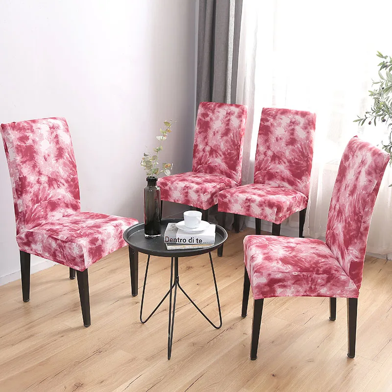 Красные чехлы на стулья с граффити эластичные для обеденного офиса съемные