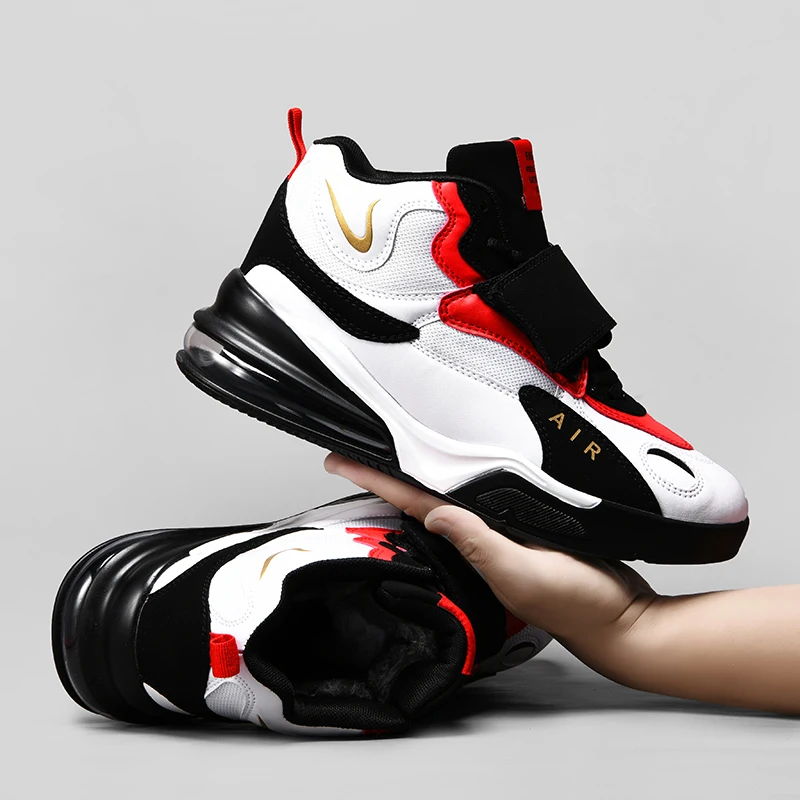 Мужские осенне-зимние теплые плюшевые баскетбольные ботинки с воздушной