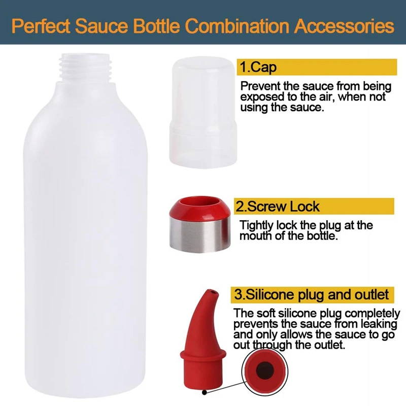 

Squeeze Bottle, Ketchup Containers, Squirt Condiment Bottles For Kitchen, Camping, Bbq Resin 16 Ounce