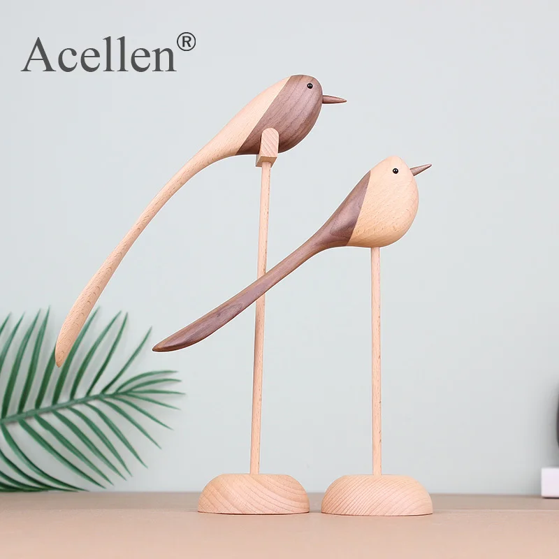 Скандинавская фигурка птицы с длинным хвостом деревянные скульптуры стол
