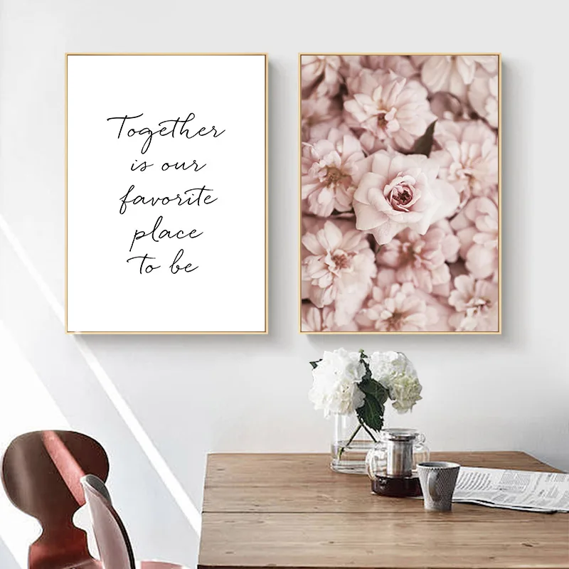 

Pink Rose Flower Canvas Art Poster Botanical Decorative Print Wall Painting Nordic Picture Living Room Scandinavian Home Decor