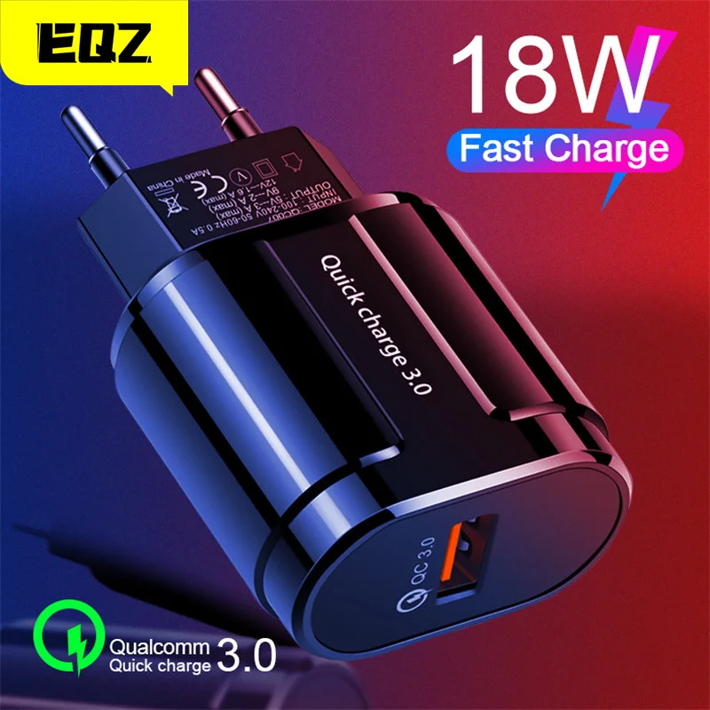 

Быстрое зарядное устройство eqz QC3.0, USB зарядное устройство для ЕС, США, настенное быстрое зарядное устройство, адаптер для iPhone 11 XS MAX, быстрая з...