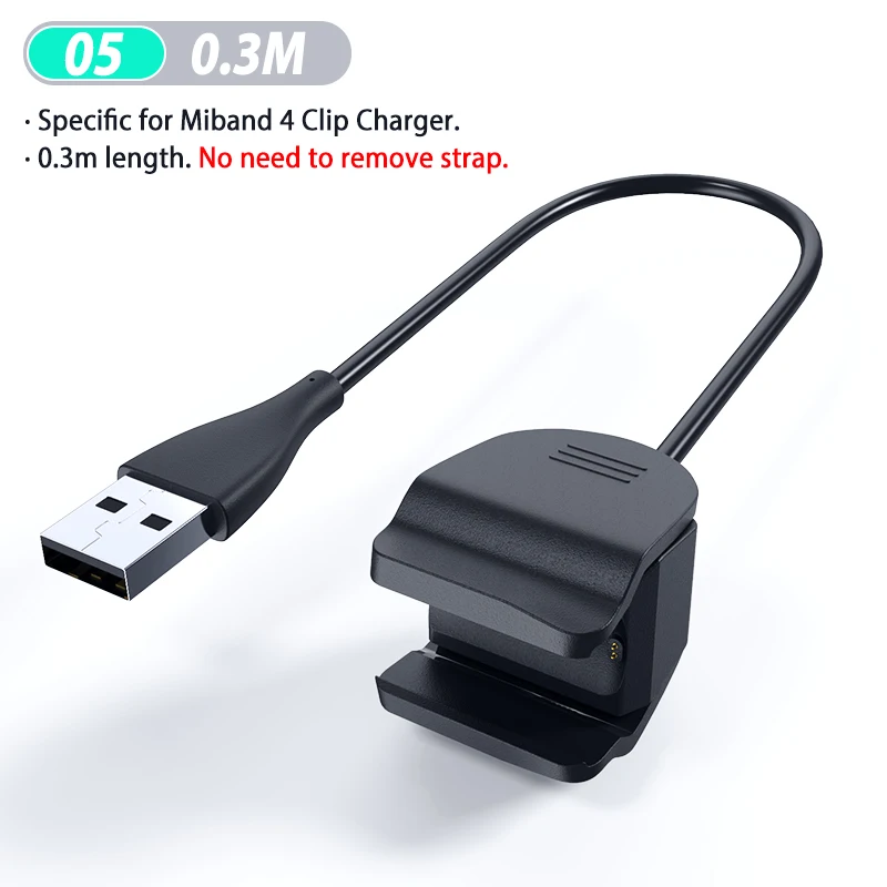 05 0.3M USB зарядный кабель для Xiaomi mi Band 4 зарядное устройство док-станция зажим для mi Band 4 mi Band 4 mi Band 4 браслет зарядное устройство s Зарядка Док-станция Smart - Цвет: 05 0.3M