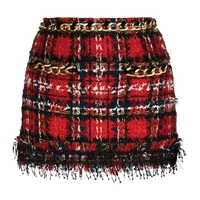 red plaid tweed skirt spring autumn 2021 new chain tassel new designer gold lion button pencil mini womens skirt high quality