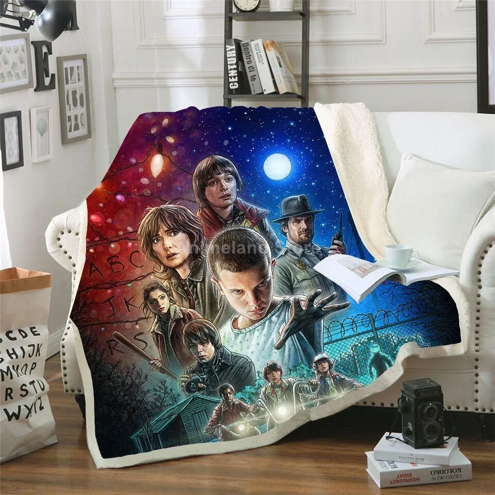 

Stranger Things Blanket 3D Print Fleece Blankets For Beds Home Textiles Luxury Adult Gift Warm Bedspread Soft Winter Kids Movie