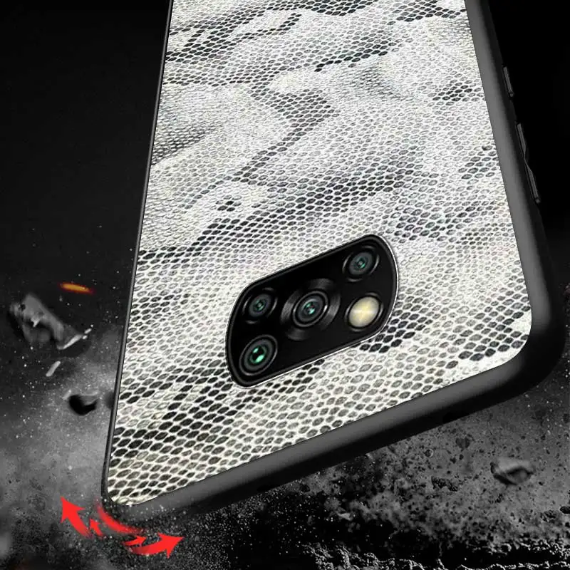 

Snake Skin For Xiaomi Redmi K30 K30S Mi 10T Lite Pro Poco X3 NFC X2 M3 M2 F2 Pro C3 F1 Black Phone Case