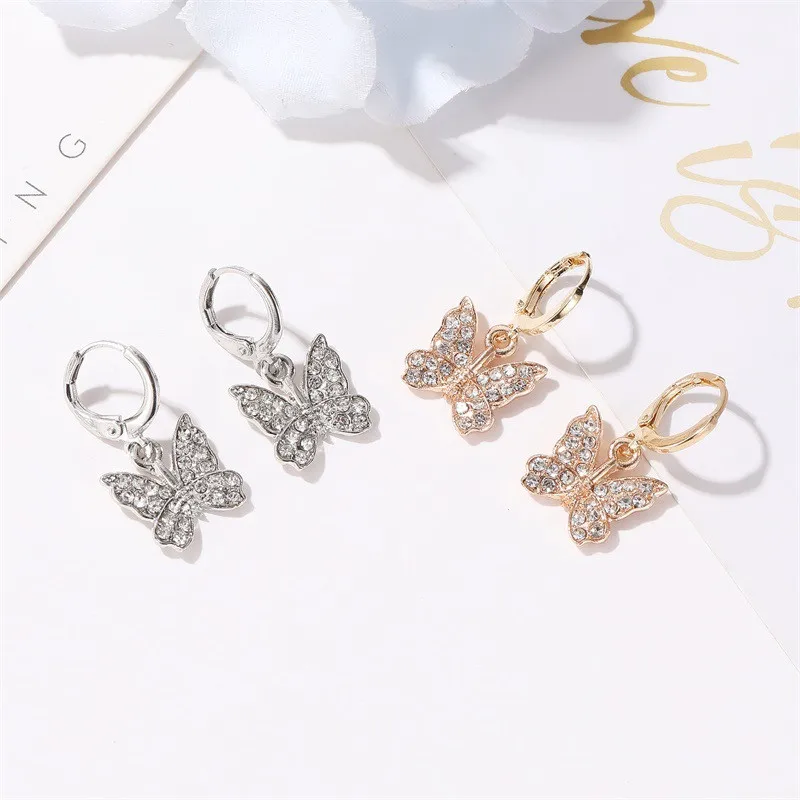 

Modyle 2020 New Fashion Gold Silver Color Crystal Earring Female CZ Stone Butterfly Drop Earrings for Woman