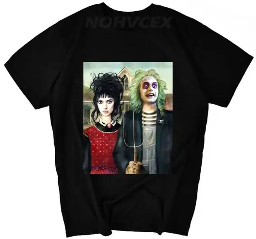 Beetlejuice NEVER TRUST THE Live классический культовый фильм 1980'S с коротким рукавом мужские футболки - Цвет: Черный