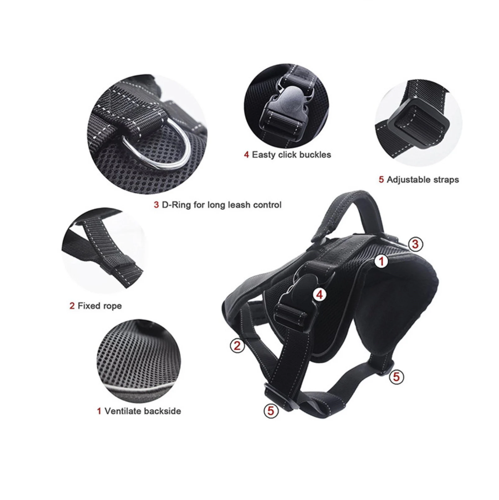 

Training Vest Strong Short Handle Extend Dog Leading Reflective Comfortable Guide Dogs Pet Leads Leash Rope Easy Control
