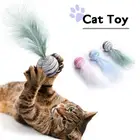 Игрушка для кошек, Звездный шар плюс перо, материал EVA светильник легкий пенопластовый шар, бросающая игрушка, забавная искусственная игрушка, палочка с перьями, принадлежности