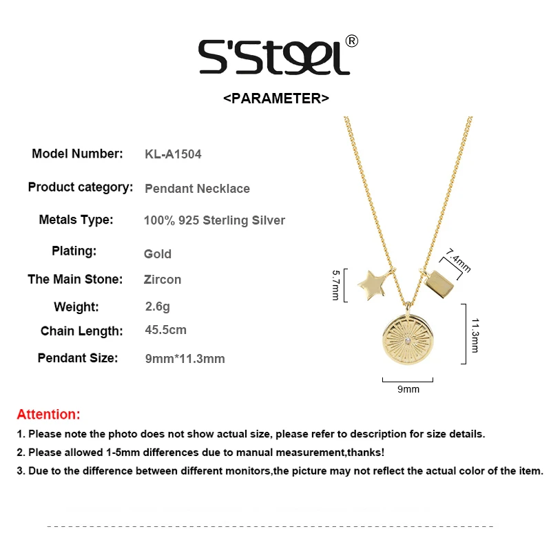 Женское ожерелье из серебра 925 пробы с подвеской звездами|Ожерелья| |