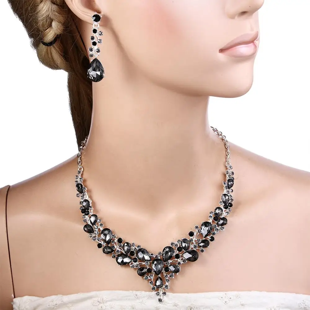Набор свадебных ювелирных изделий Tuliper bijoux, серьги, женские вечерние колье