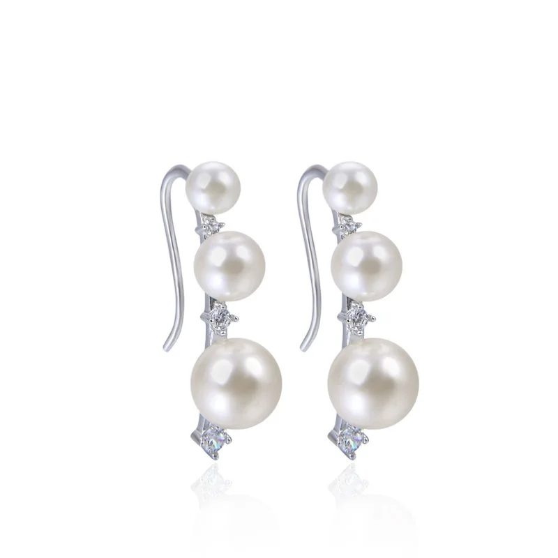 

WEGARSTI High-quality Natural Freshwater Pearl Drop Earrings For Women Elegant 925 Sterling Silver Anti Allergy Earring Jewelry