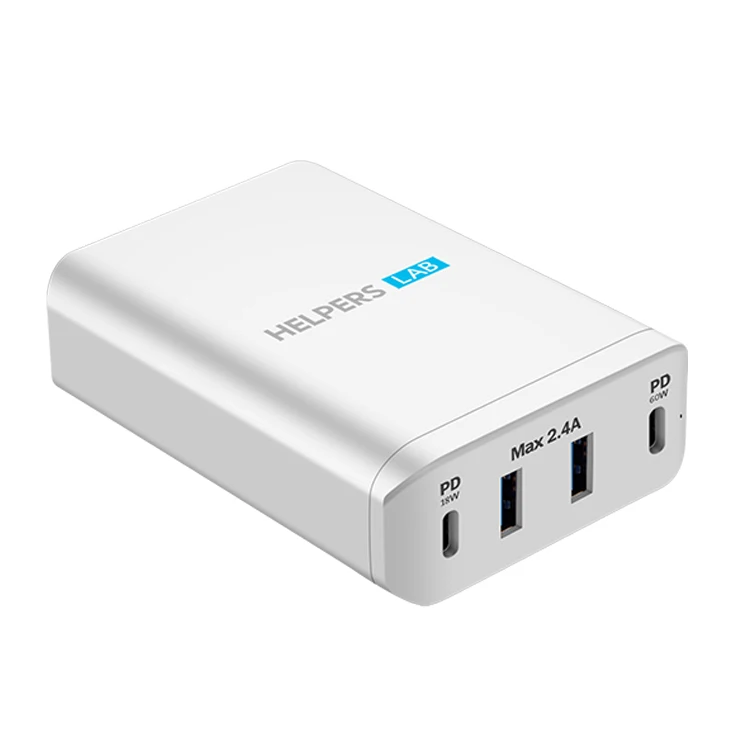 white Двойной USB-C порт 60 Вт и 18 Вт и двойной 5 в 2,4 А USB порт, для многих телефонов type-c и ноутбуков, таких как iPhone Macbook и т. Д - Цвет: white