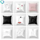 Абстрактная живопись портретная пара Черный и белый Печатных Полиэфирная наволочка квадратная декоративная наволочка для подушки 45X45CM