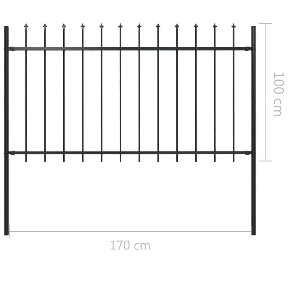 

【USA Warehouse】Garden Fence with Spear Top Steel 66.9"x39.4" Black