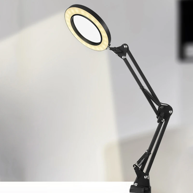 Detachable Magnifying Lamp 4.33" Optical Glass Lens Cantilever 3 Color Modes 10X Magnification 6.30" Aluminum Alloy Frame |