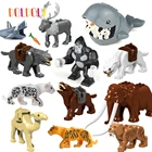 Конструктор doldoldoly, тигр, леопард, слон, волк, Акула, полярный медведь, Кит, детская игрушка, Gifs, фигурки-конструкторы с животными