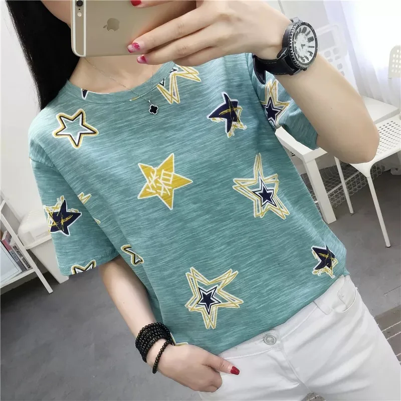 

Fashion yellow Women Tops T-shirts Female 2019 Summer