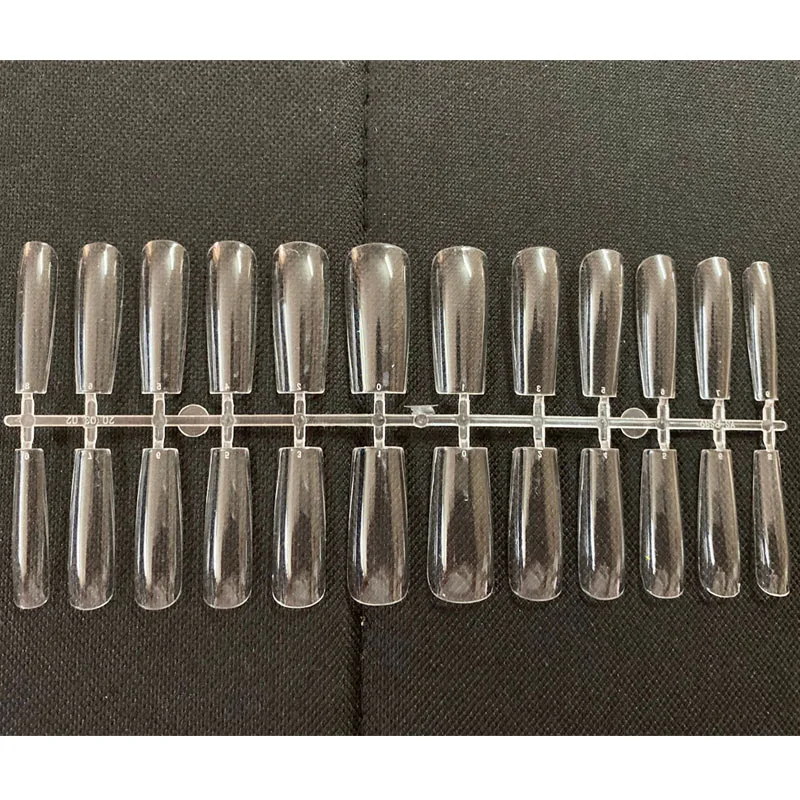 Накладные Типсы длинные квадратные для ногтей прозрачные размер XL