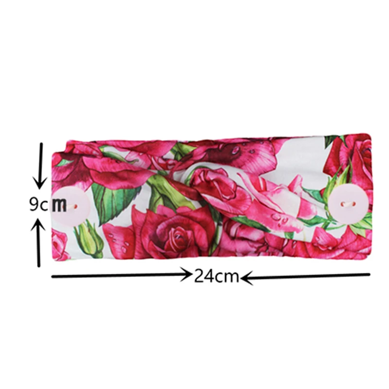 

4Pcs Ladies Button Headband Sports Print Headscarf Headband Elastic Yoga Sports Headband Hair Accessories