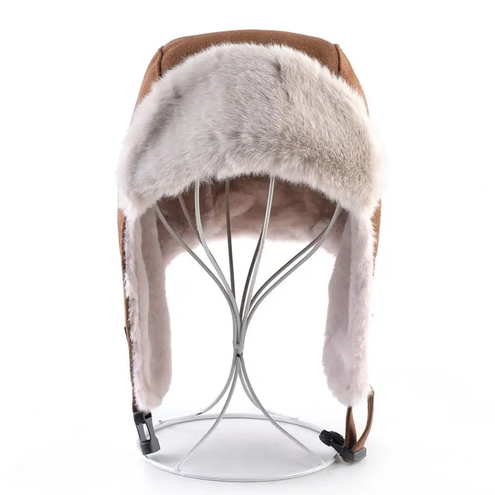 Шапка-бомбер с наушниками из искусственной кожи для мужчин и женщин русской зимы