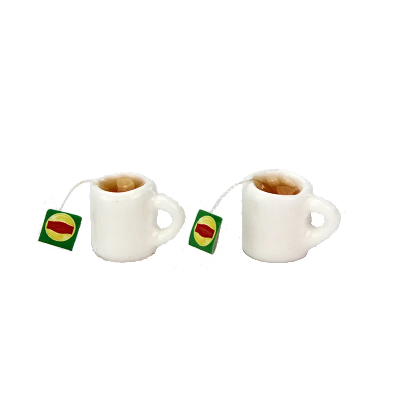 

2Pcs 1/12 Dollhouse Miniature Accessories Mini Resin Red Black Tea Cup Simulation Drinks Model Toys for Doll House Decoration