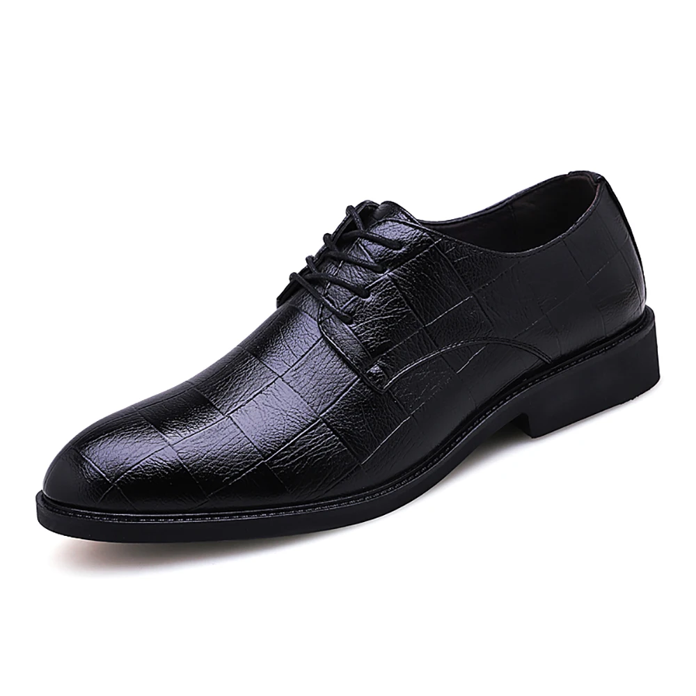 

Spring And Fall New Men Leather Shoes British Black Shoes Handmade Comfortable Formal Dress Men Flats Lace-Up Plus Size 38-48