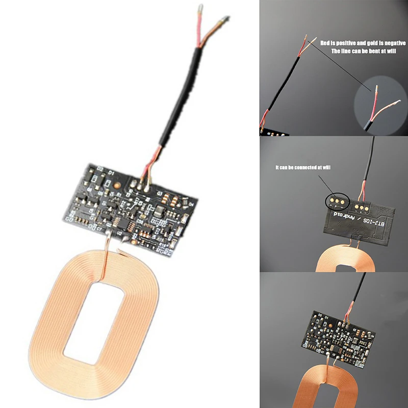 1pc qi wireless charger pcba circuit board receiver module coil diy charging 5v 1a qi wireless charger free global shipping