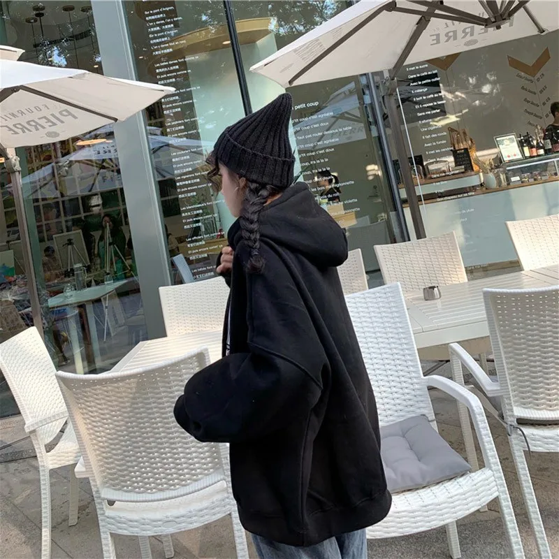 Толстовки женские пуловеры плюс бархат теплые Свободные Корейская версия BF