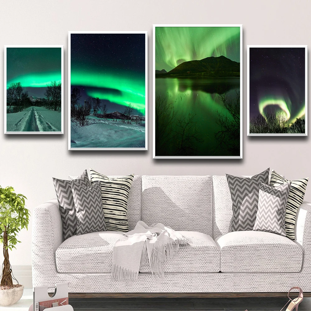 

Abstract Aurora Landscape Canvas Painting Posters And Prints Wall Picture For Living Room Decor Picturs On The Wall