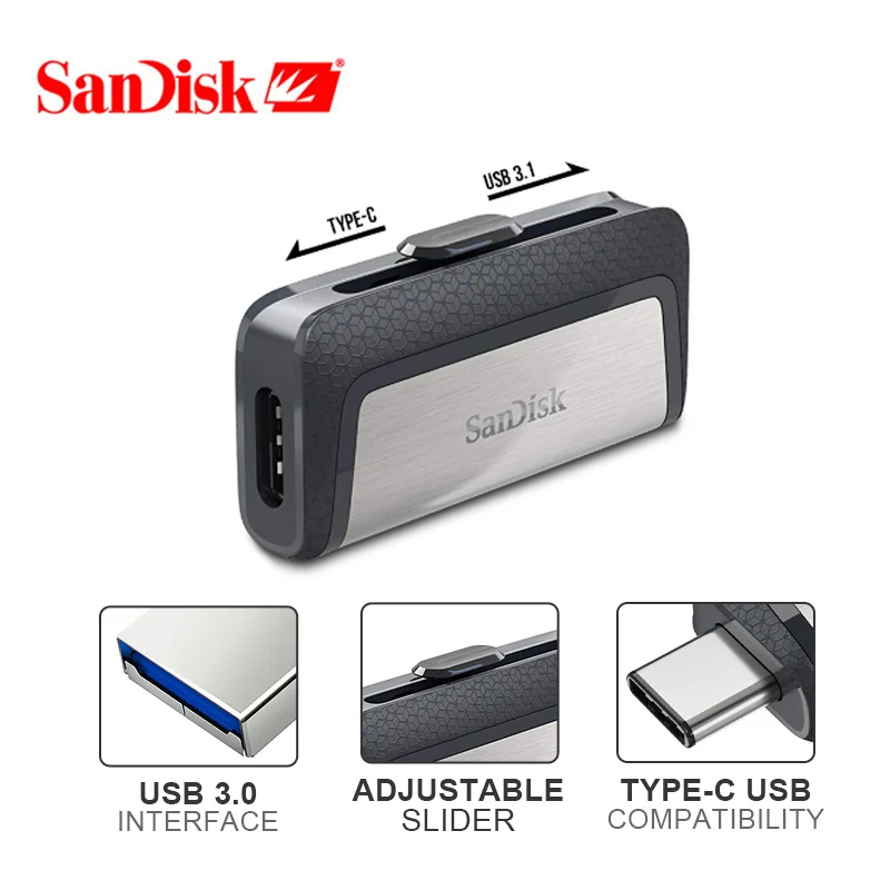 Sandisk tipo-C USB 3 1 256G Pendrive 64 Гб U Disk DUAL DRIVE флэш-накопитель 32 128 карта памяти двойной OTG |