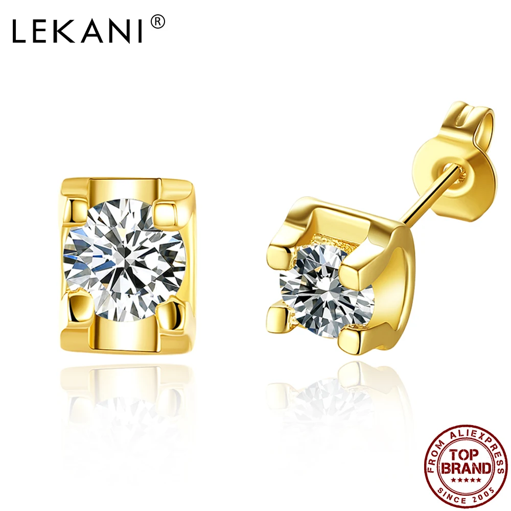

LEKANI Earrings For Women Geometric Shape Colors Tin Alloy Stud Earring Inlaid Cubic Zirconia Female Fashion Jewelry Hot Sale
