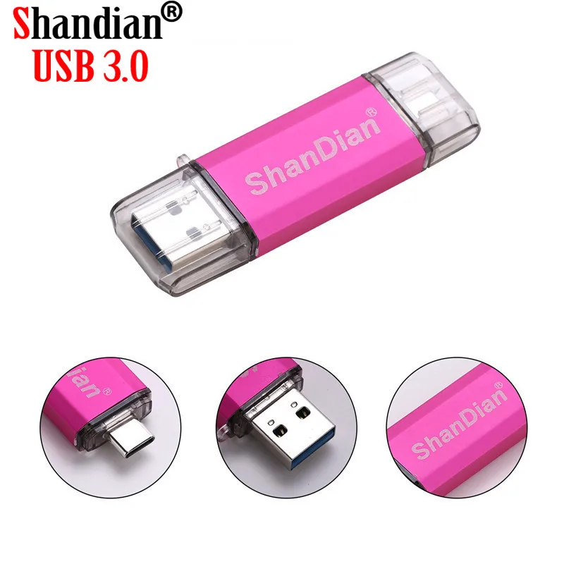 SHANDIAN Metal Custom LOGO USB 3.1 Type-C usb flash drive 3.0 64GB Pendrive 32GB memory Stick 16GB for Phones Micro card | Компьютеры и