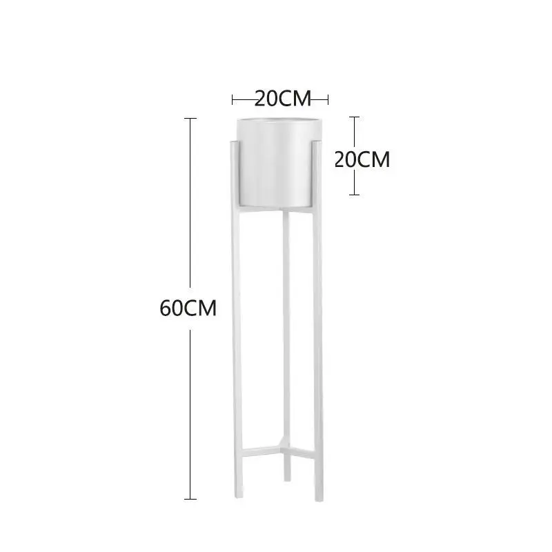 white S 60x20cm Металлическая подставка для растений в скандинавском стиле для гостиной, для помещений, короткая напольная железная стойка с цветком, металлическая подставка для балкона, металлическая полка - Цвет: white S 60x20cm