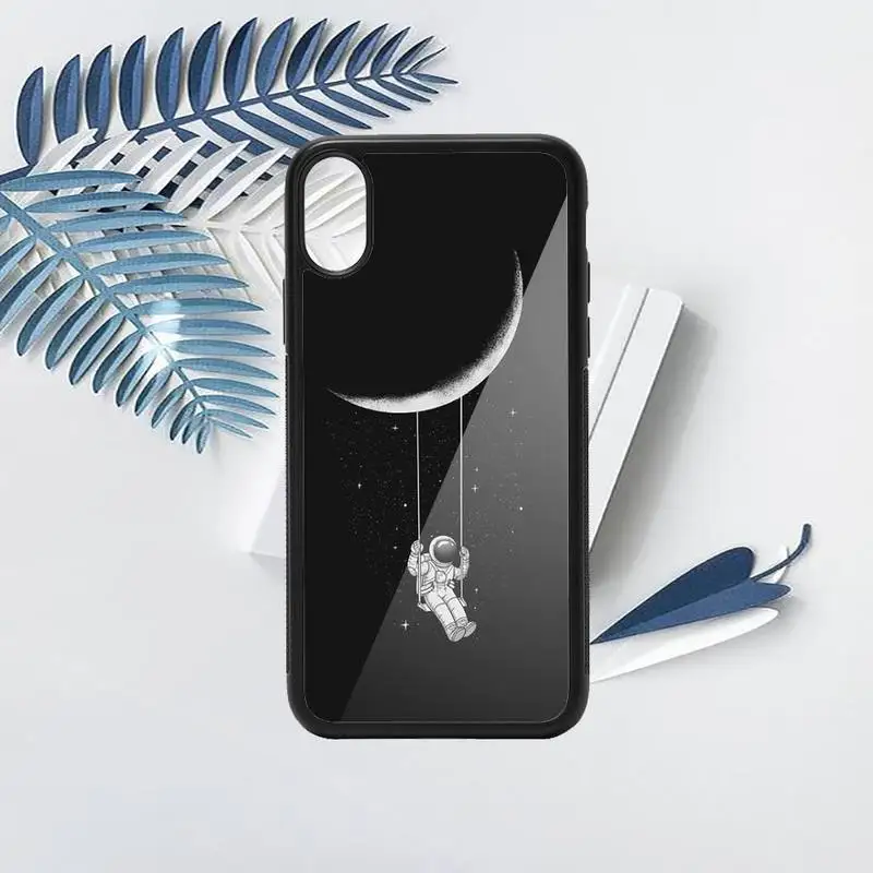 

Space Moon Black Painted Phone Case TPU For iPhone X XR XS 11 12 mini Pro MAX 6 6S 7 8 Plus SE 2020