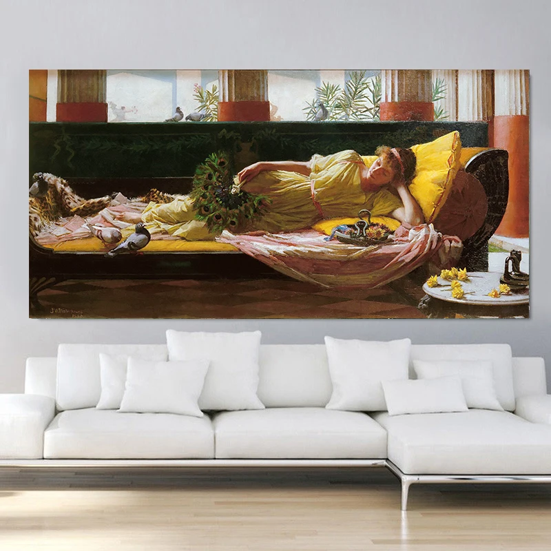 

Citon William Waterhouse《Dolce Far Niente》Canvas Art Oil Painting Artwork Poster Picture Wall Decor Home Living room Decoration